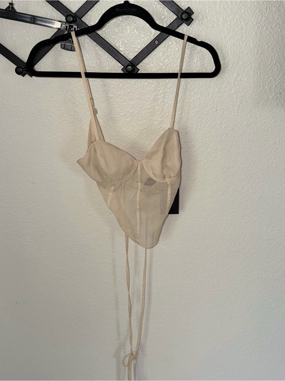 NWT NBD Ivory Sheer Mesh Corset Bustier Wrap Top Size Small - Picture 2 of 4